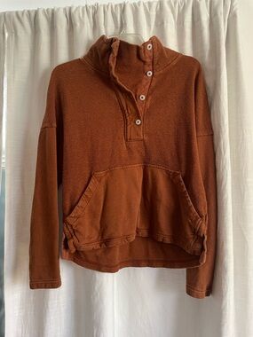Cooperative Rust Brown Fleece Pullover with button Neck